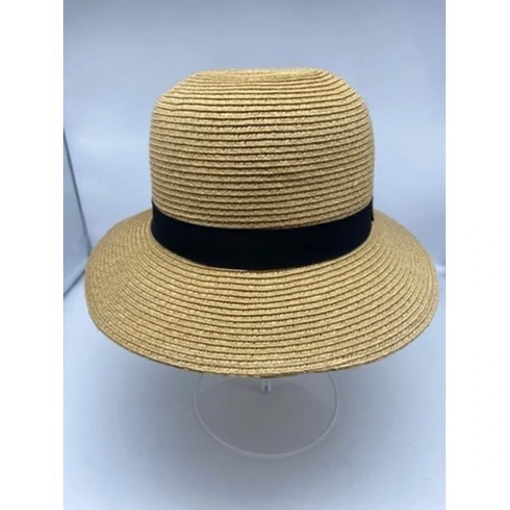 San Diego Hat Company Straw Cloche Hat Women OS Tan Black Bow Adjustable